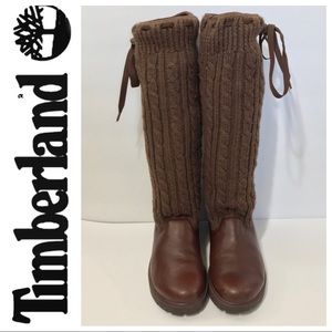 RARE Timberland Cable Knit Knee High Boots